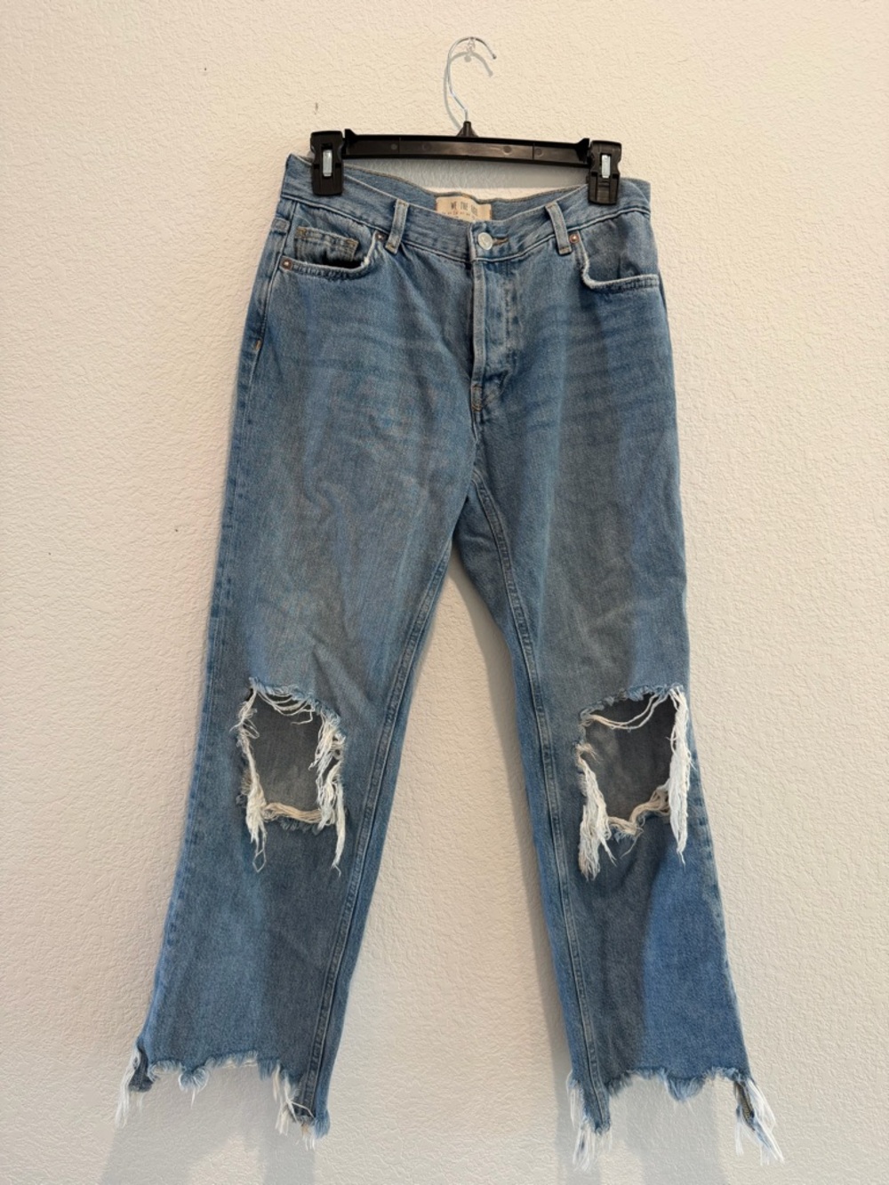 Free People We the Free distressed ripped jokes jeans blue denim